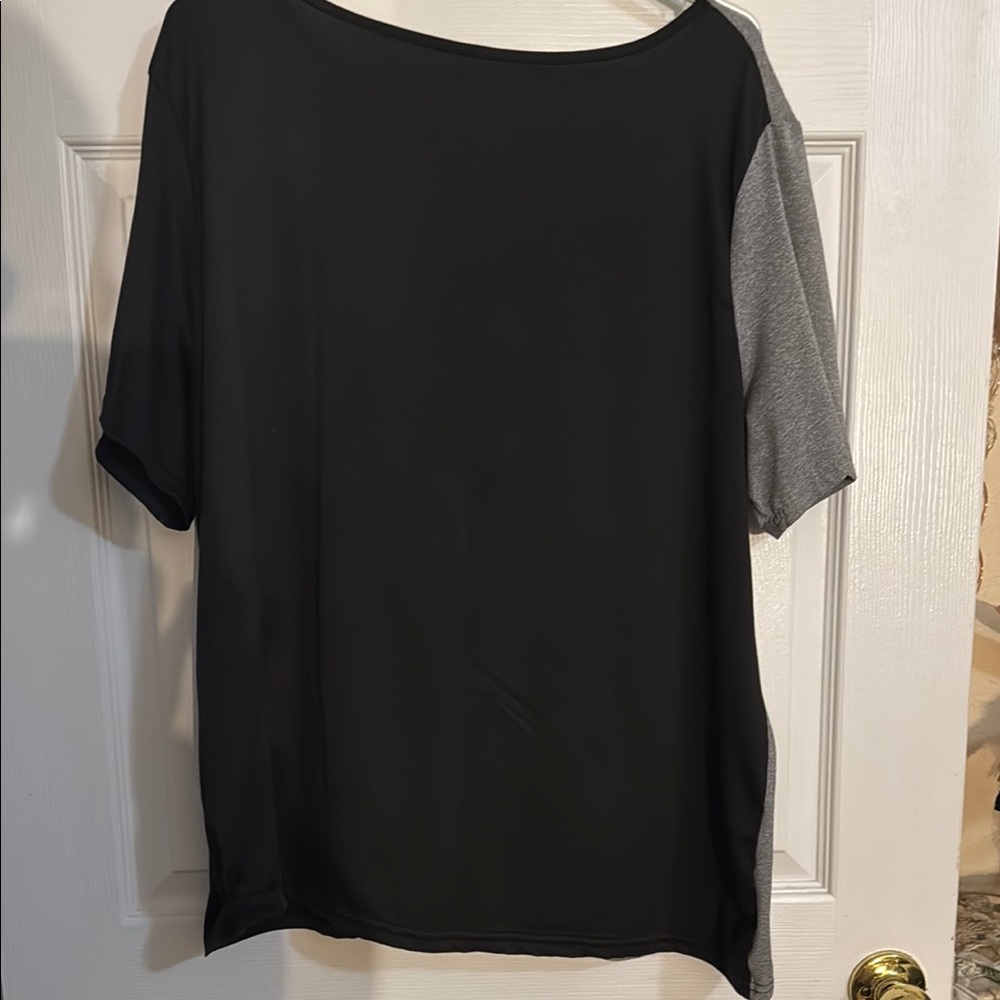 Gray and Black Asymmetrical Button Down Shirt - Picture 4 of 4